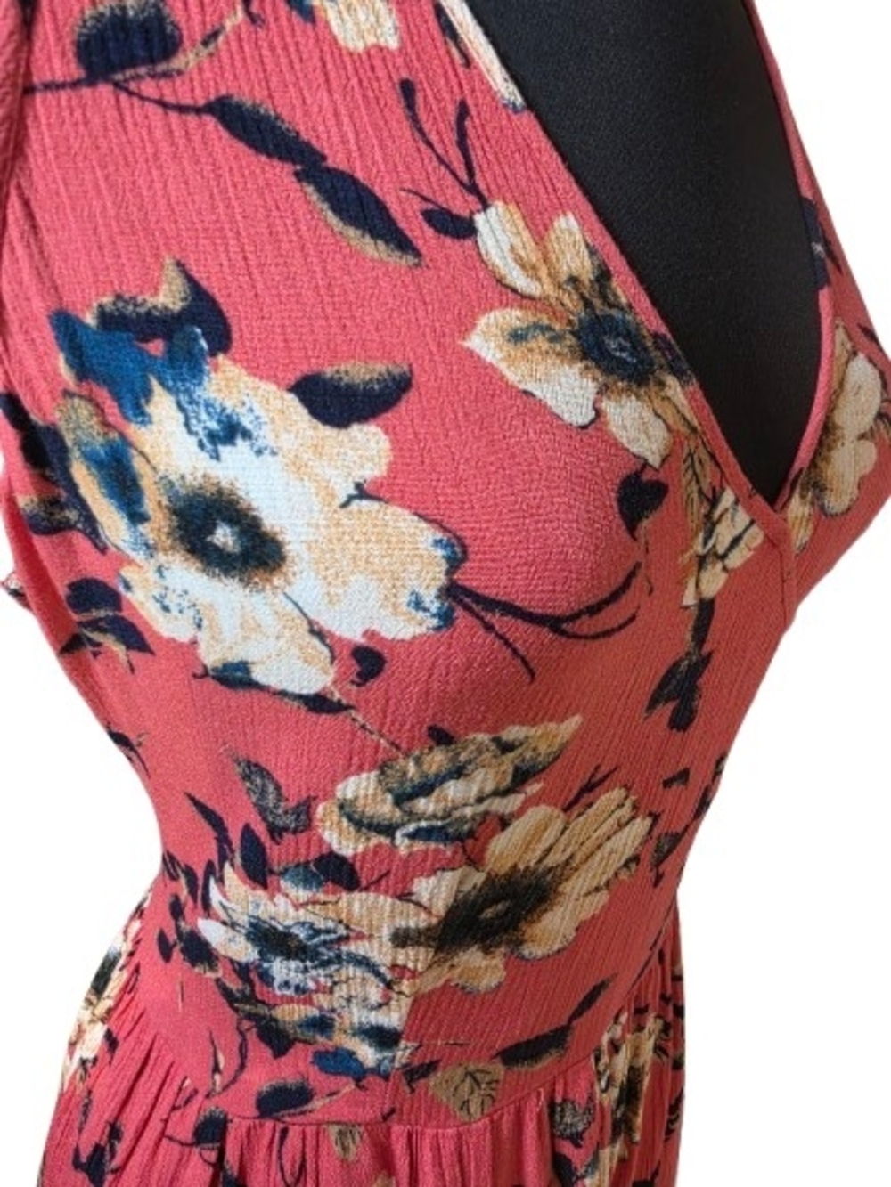 Xhilaration Coral Floral Halter Faux Wrap Dress SZ XXL image 3